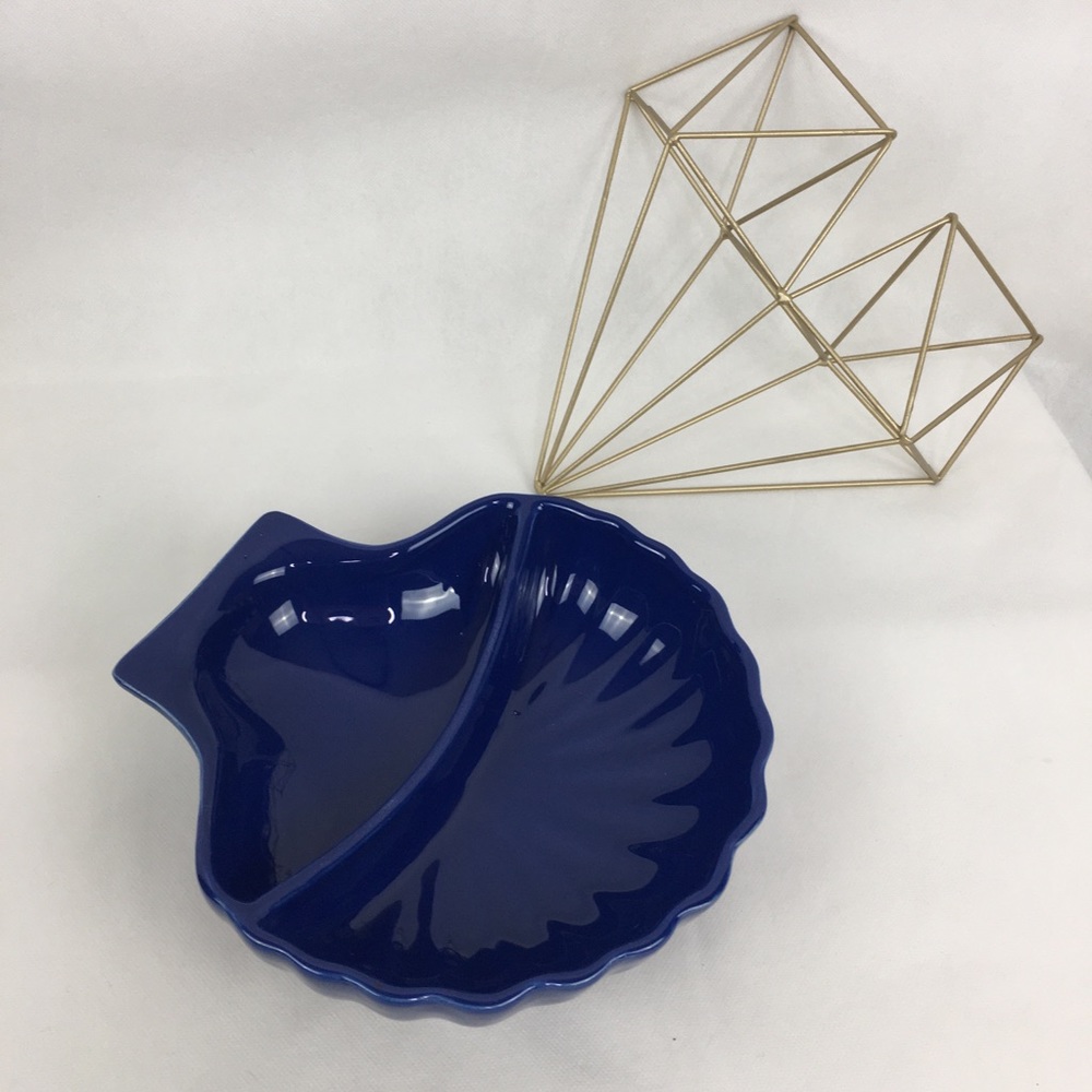 Deep Ocean Blue Shell Shaped Serving Dish